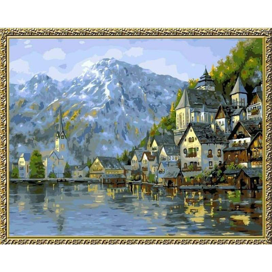 Landscape Mountain Lake Castle Diy Paint By Numbers Kits YM-4050-104 - NEEDLEWORK KITS