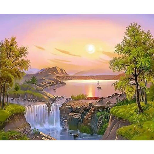 Landscape Mountain Lake Diy Paint By Numbers Kits ZXQ3133 - NEEDLEWORK KITS