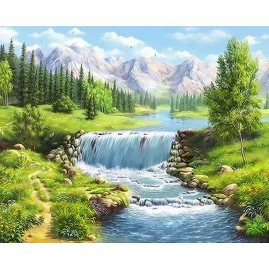 Landscape Mountain Lake Diy Paint By Numbers Kits ZXQ3302 - NEEDLEWORK KITS