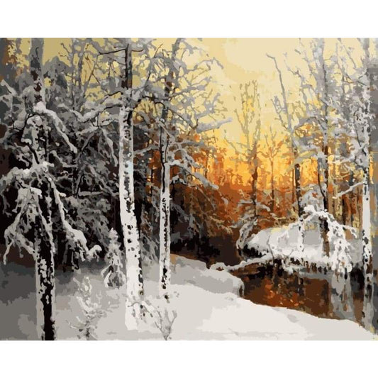 Landscape Snow Cottage Diy Paint By Numbers Kits WM-034 - NEEDLEWORK KITS