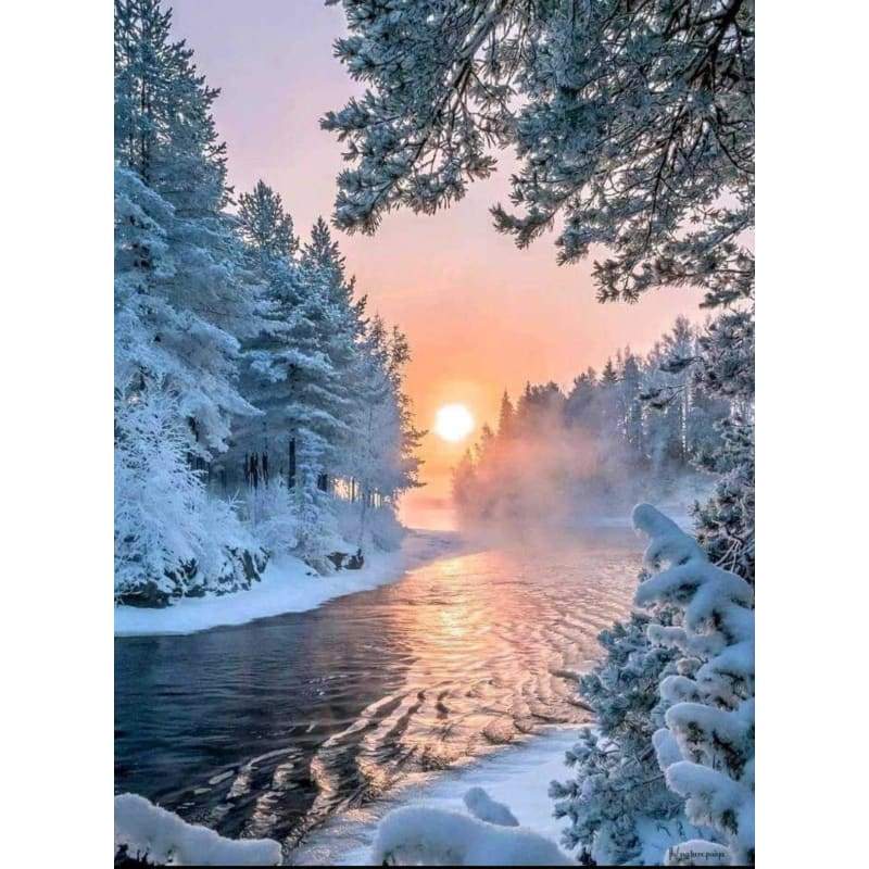 Landscape Snow Forest Diy Paint By Numbers Kits VM91513 - NEEDLEWORK KITS
