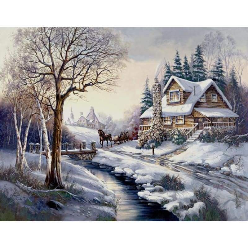 Landscape Snow Village Diy Paint By Numbers Kits PBN91467 - NEEDLEWORK KITS