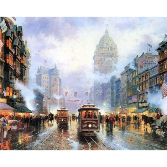 Landscape Street Diy Paint By Numbers Kits VM51634 - NEEDLEWORK KITS