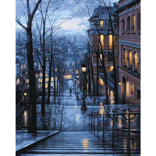 Landscape Street Diy Paint By Numbers Kits WM-011 - NEEDLEWORK KITS