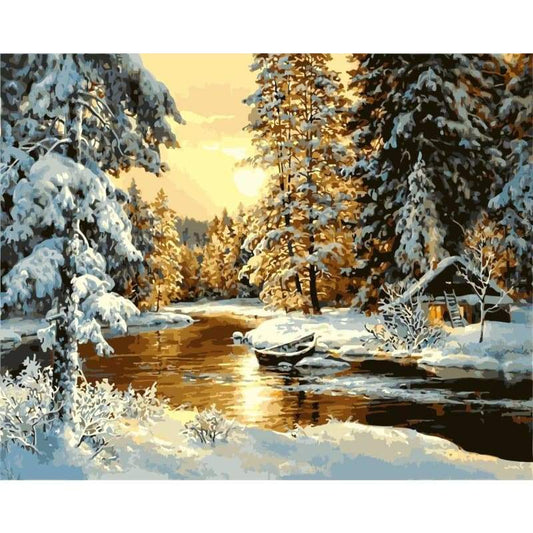 Landscape Sunset Snow Forest Diy Paint By Numbers Kits SY-4050-054 ZXZ174 - NEEDLEWORK KITS