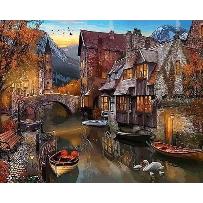 Landscape Town Diy Paint By Numbers Kits ZXQ3914 - NEEDLEWORK KITS