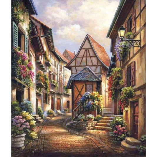 Landscape Town Street Diy Paint By Numbers VM53658 - NEEDLEWORK KITS
