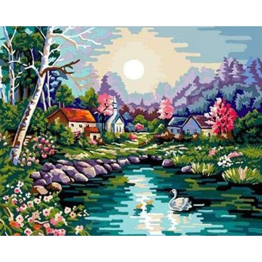Landscape Village Paint By Numbers Kits ZXB06-30 - NEEDLEWORK KITS
