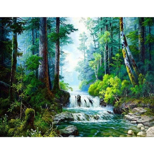Landscape Waterfall Diy Paint By Numbers Kits VM97896 - NEEDLEWORK KITS