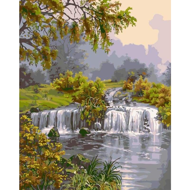 Landscape Waterfall Diy Paint By Numbers Kits WM-401 - NEEDLEWORK KITS