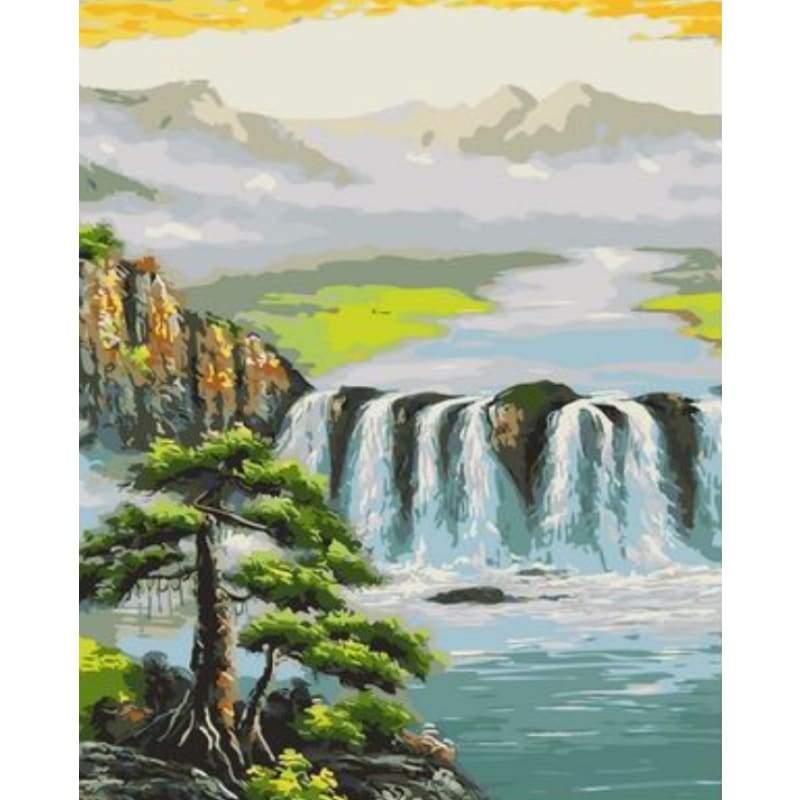 Landscape Waterfall Diy Paint By Numbers Kits ZXQ1979-22 - NEEDLEWORK KITS