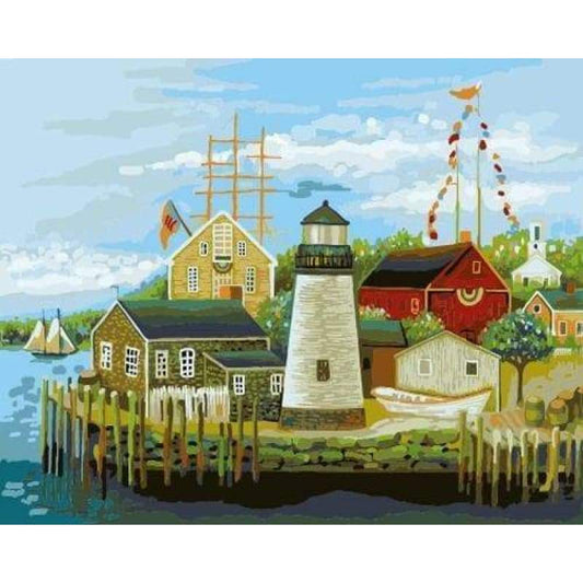 Lighthouse Diy Paint By Numbers Kits ZXB601-27 - NEEDLEWORK KITS