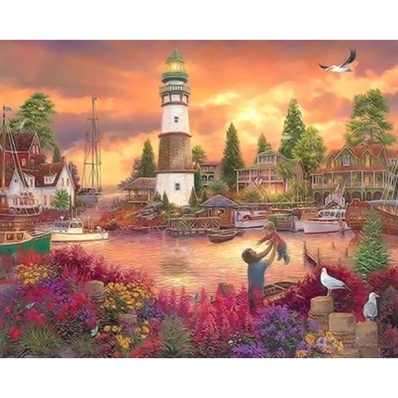 Lighthouse Diy Paint By Numbers Kits ZXQ3282 - NEEDLEWORK KITS