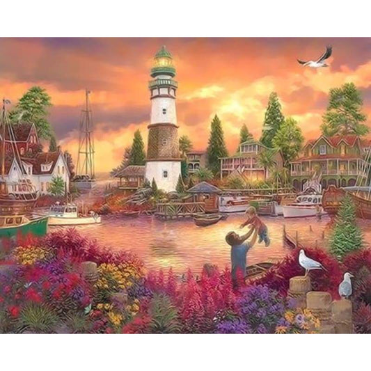 Lighthouse Diy Paint By Numbers Kits ZXQ3282 - NEEDLEWORK KITS