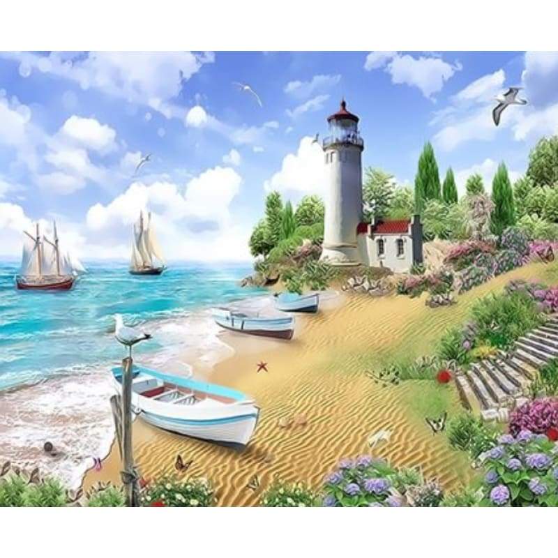 Lighthouse Diy Paint By Numbers Kits ZXQ3523 - NEEDLEWORK KITS