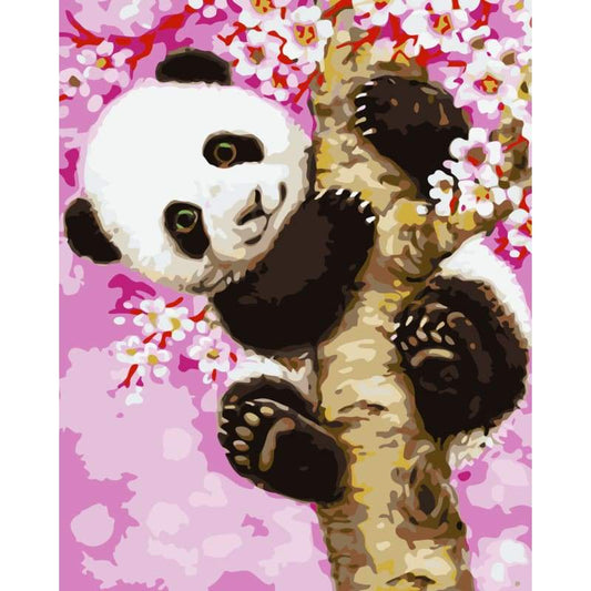 Lovely Panda On the Tree Diy Paint By Numbers Kits WM-666 - NEEDLEWORK KITS