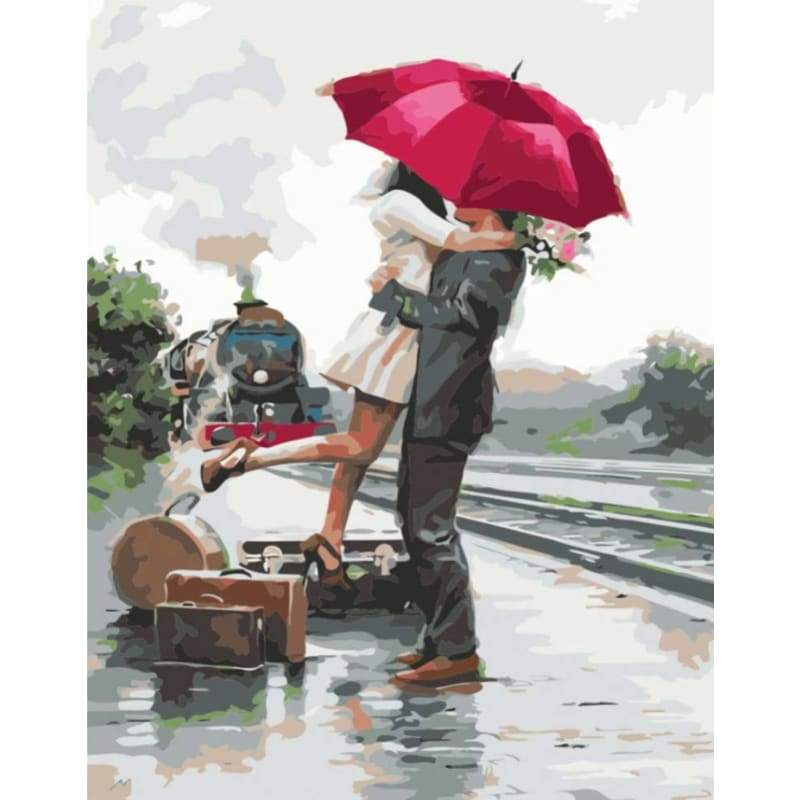 Lovers Under Umbrella Diy Paint By Numbers Kits ZXQ2339-19 - NEEDLEWORK KITS