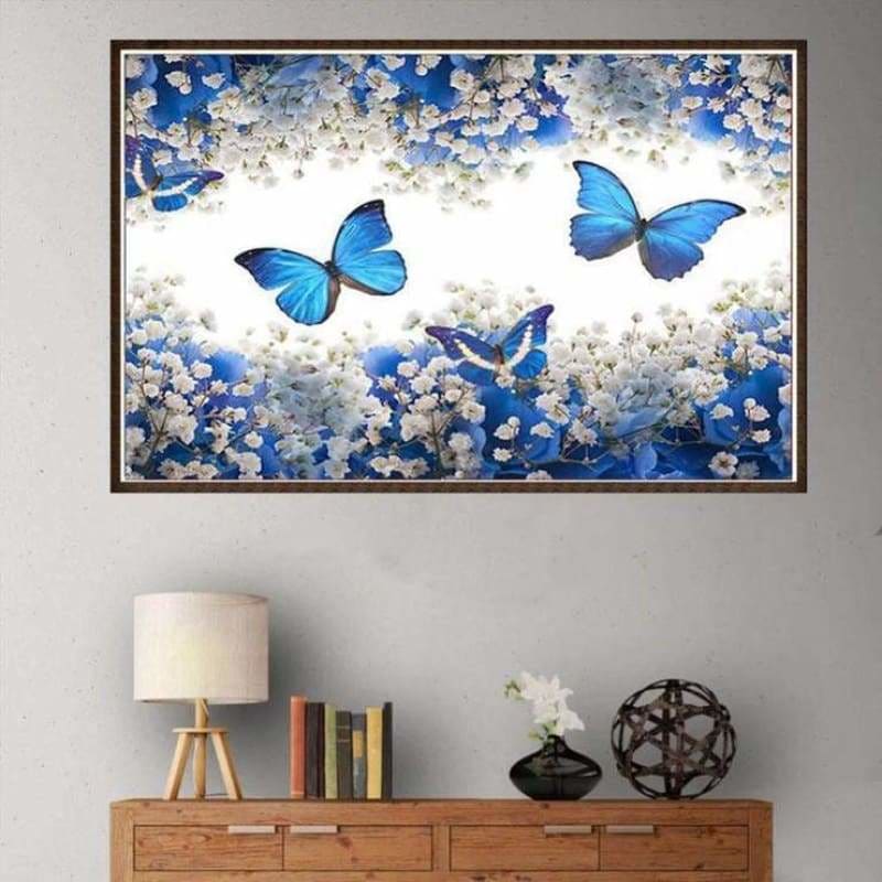 Modern Art Blue Butterfly Wall Decor Full Drill - 5D Diy 