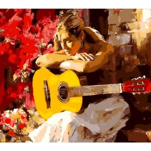 Musical Girl Diy Paint By Numbers Kits ZXQ256 - NEEDLEWORK KITS