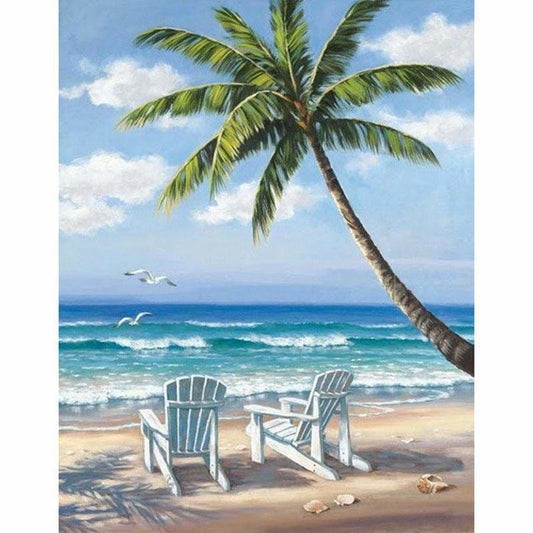 New Hot Sale Beach Seaside Palm Tree Full Drill - 5D Diy