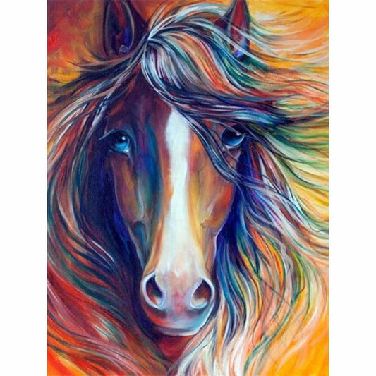 Oil Painting Style Colorful Horse Close Up Full Drill - 5D