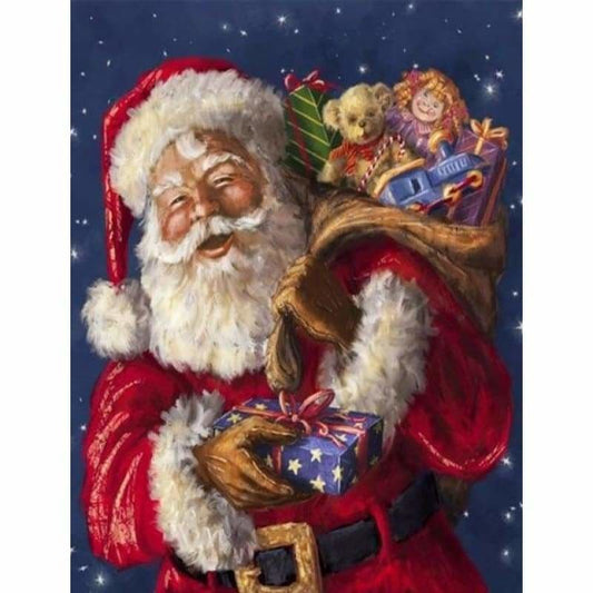 Oil Painting Style Full Round Drill Santa Claus Full Drill -