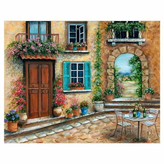 Oil Painting Style Garden Door Diy Full Drill - 5D Diamond