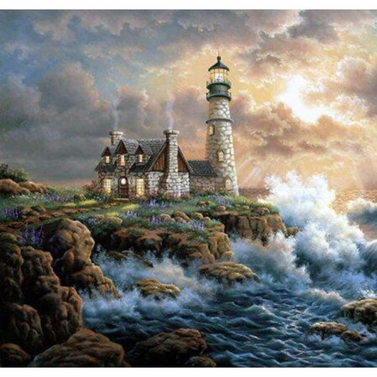 Oil Painting Style Lighthouse Diy Full Drill - 5D Mosaic 