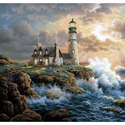 Oil Painting Style Lighthouse Diy Full Drill - 5D Mosaic