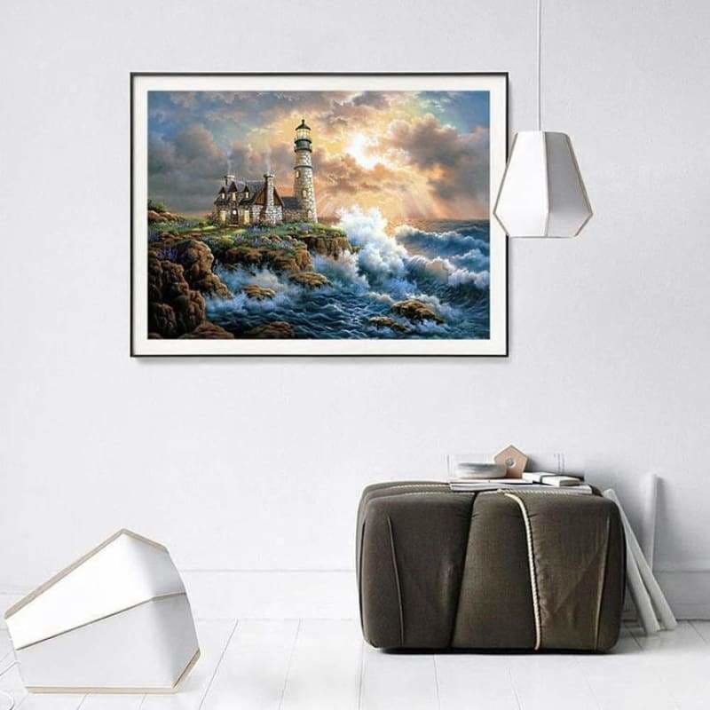 Oil Painting Style Lighthouse Diy Full Drill - 5D Mosaic 