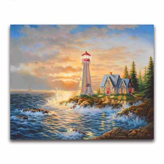 Oil Painting Style Lighthouse Pattern Diy Full Drill - 5D