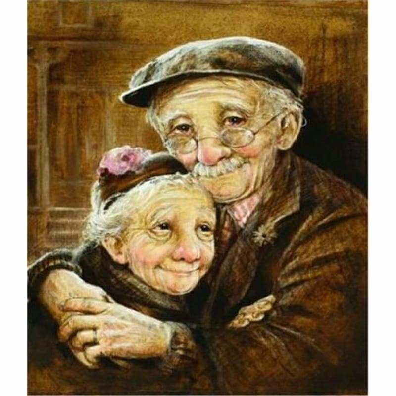 Oil Painting Style Old Couple Diy Full Drill - 5D Diamond 