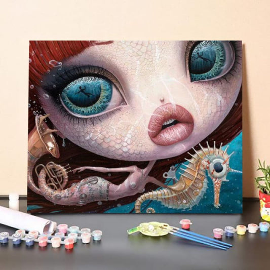 Paint By Numbers Kit-Big Headed Mermaid
