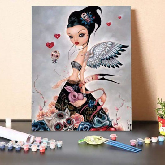 Paint By Numbers Kit-Girl With Swan Wings