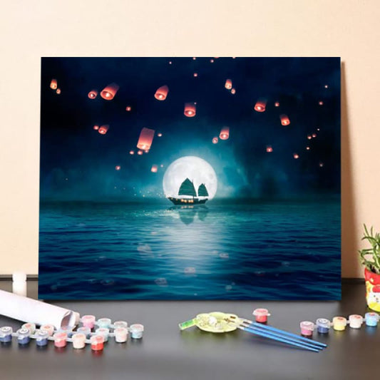 Paint by Numbers Kit-Night Boat