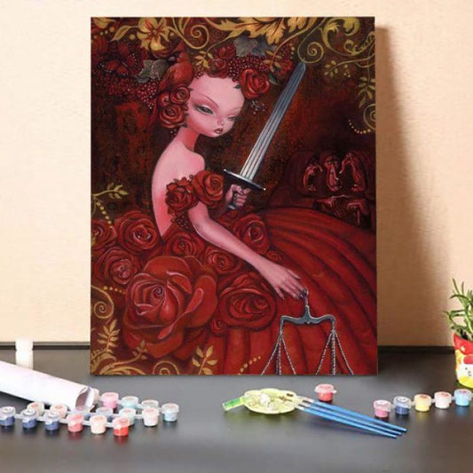Paint By Numbers Kit-Princess In Red Dress
