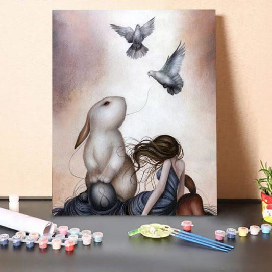 Paint by Numbers Kit-Rabbit Looking Up