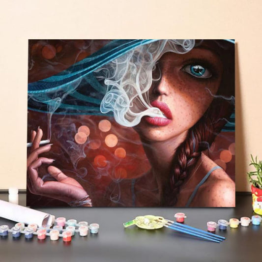 Paint by Numbers Kit-Smoking Girl