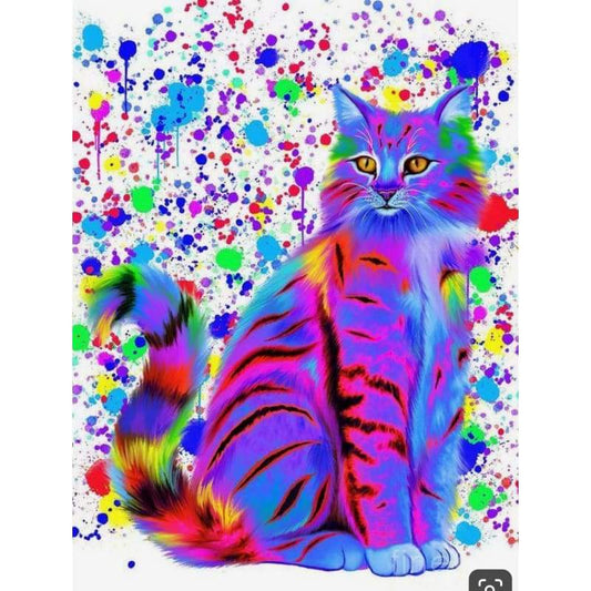 Paint Splash Cat- Full Drill Diamond Painting - Special