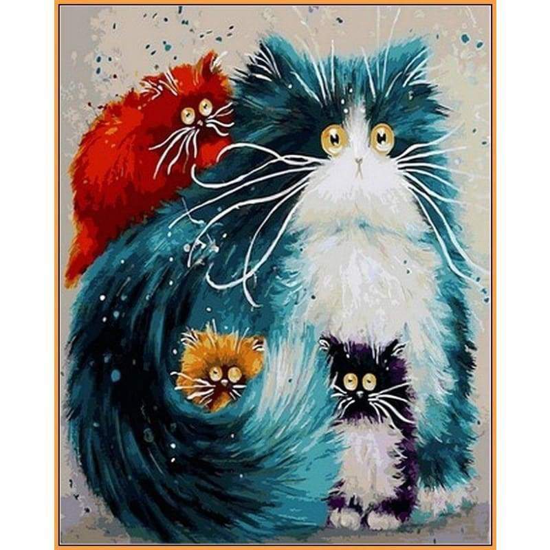 Pet Four Colorful Cats Diy Paint By Numbers Kits VM00106 - NEEDLEWORK KITS
