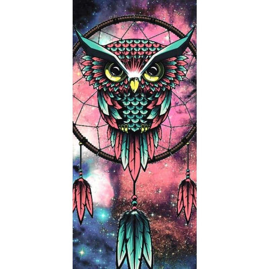 Pink And Blue Owl Dreamcatcher- Full Drill Diamond Painting 