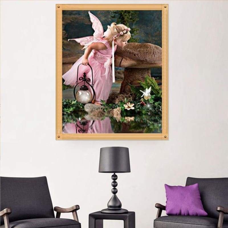 Full Drill - 5D Diamond Painting Kits Pink Elfin and Big Mushroom - NEEDLEWORK KITS
