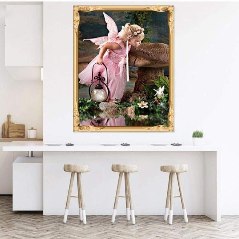 Full Drill - 5D Diamond Painting Kits Pink Elfin and Big Mushroom - NEEDLEWORK KITS