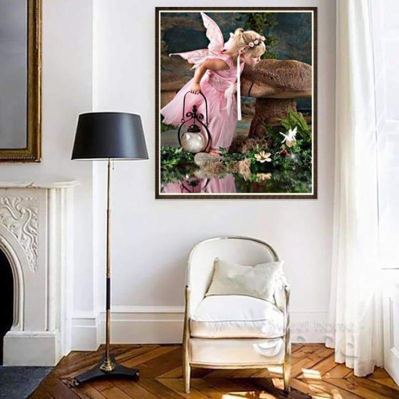 Full Drill - 5D Diamond Painting Kits Pink Elfin and Big Mushroom - NEEDLEWORK KITS