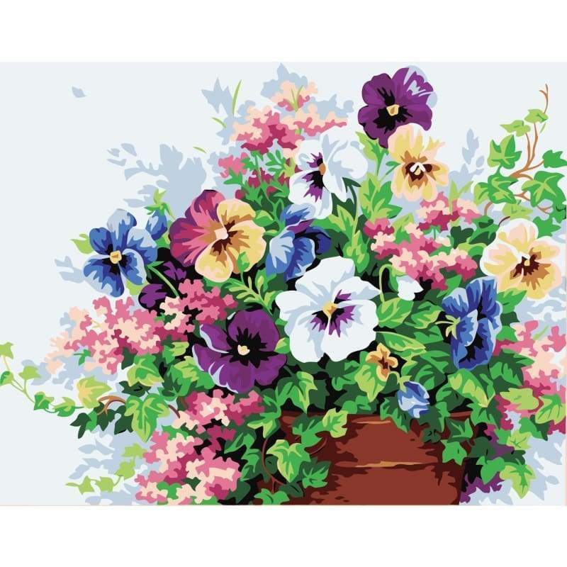 Plant Colorful Flowers Diy Paint By Numbers Kits PBN00134 - NEEDLEWORK KITS