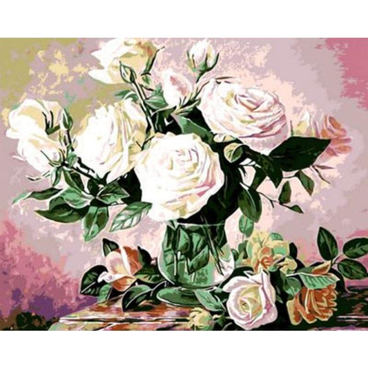 Plant Rose Diy Paint By Numbers Kits ZXQ721 - NEEDLEWORK KITS