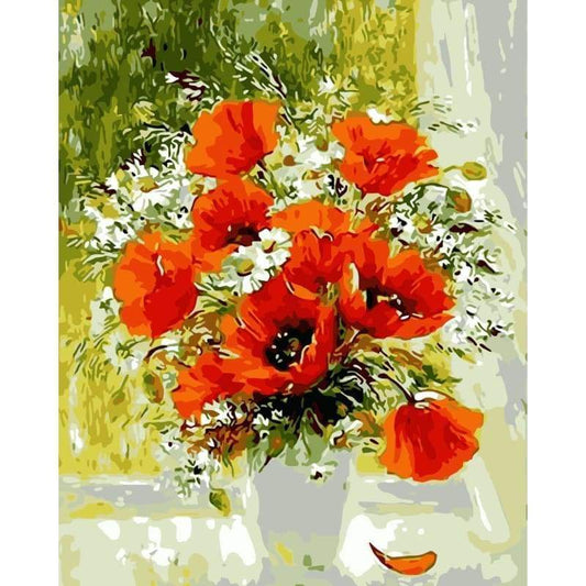 Poppy Flower Diy Paint By Numbers Kits WM-220 - NEEDLEWORK KITS