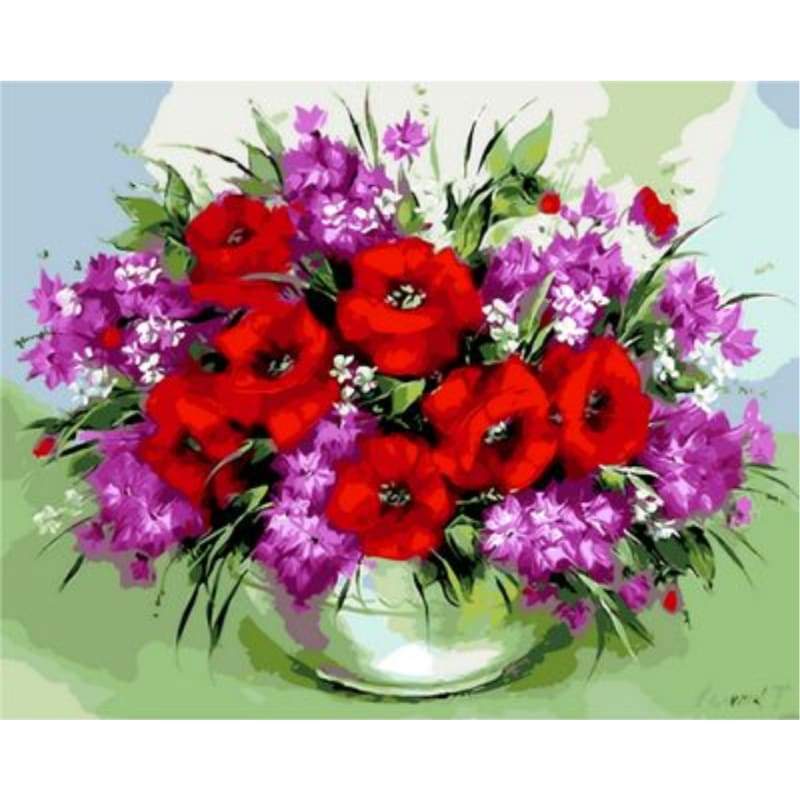 Poppy Flower Diy Paint By Numbers Kits ZXQ868 - NEEDLEWORK KITS