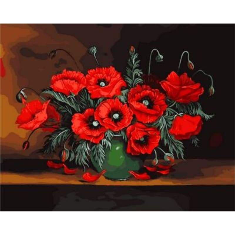 Poppy Flower Diy Paint By Numbers Kits ZXQ895 - NEEDLEWORK KITS