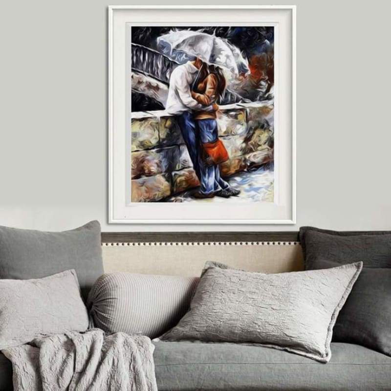 Full Drill - 5D Diamond Painting Kits Kiss Young Couple Under The Umbrella - NEEDLEWORK KITS